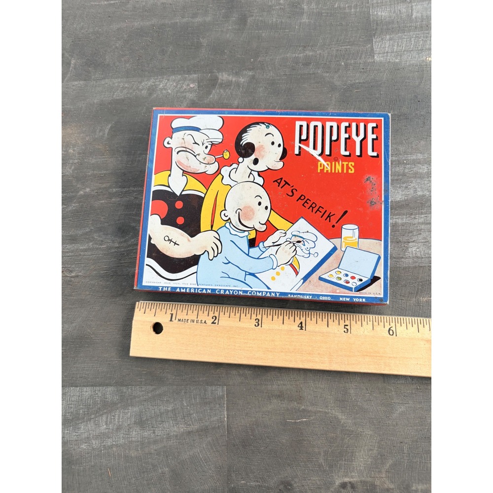 Vintage Popeye Paints Tin American Crayon Company King Features Art Set - Picture 4 of 5